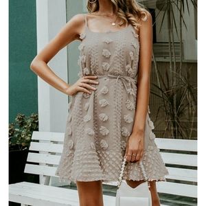 Boho Nude Ruffle Belted Dress